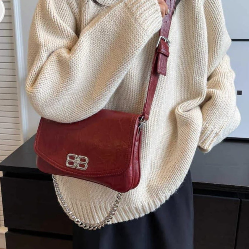 Imported PU leather crossbody bag